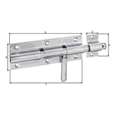 Bolzenriegel Gesamtlänge 210 mm verzinkt – Platte 160 x 60 mm, runder Griff, Bolzen Ø 16 mm