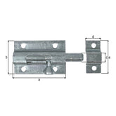 Bolzenriegel Gesamtlänge 70 mm gelb verzinkt – Platte 50 x 33 mm, Knopfgriff, Bolzen Ø 9 mm
