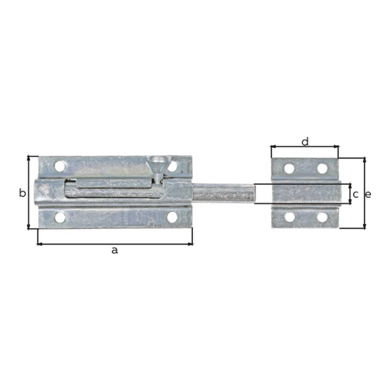 Bolzenriegel Gesamtlänge 110 mm gelb verzinkt – Platte 70 x 33 mm, Knopfgriff, Bolzen Ø 9 mm