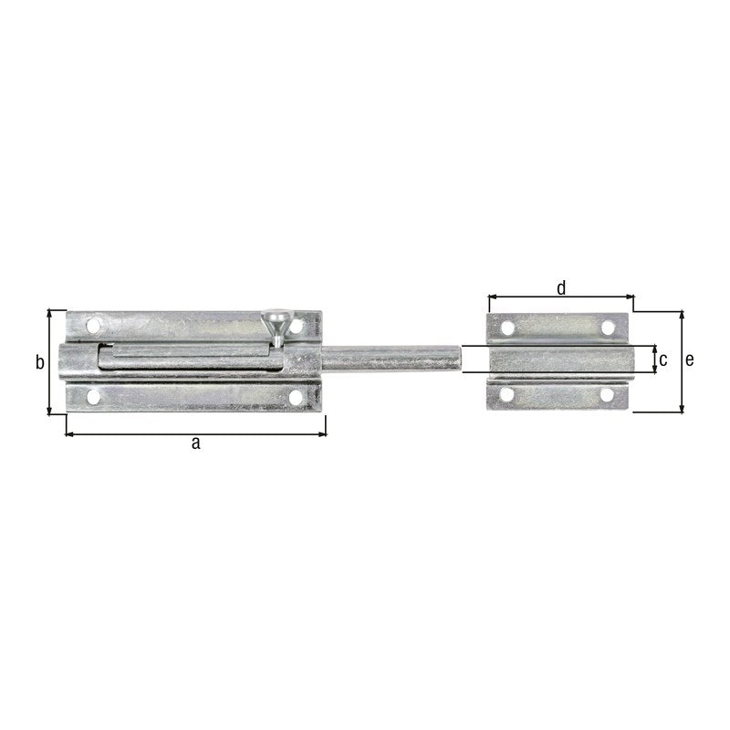 Bolzenriegel Gesamtlänge 150 mm gelb verzinkt – Platte 90 x 33 mm, Knopfgriff, Bolzen Ø 9 mm