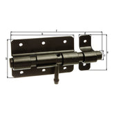 Bolzenriegel Gesamtlänge 130 mm schwarz kunststoffbeschichtet – Platte 90 x 67 mm, runder Griff