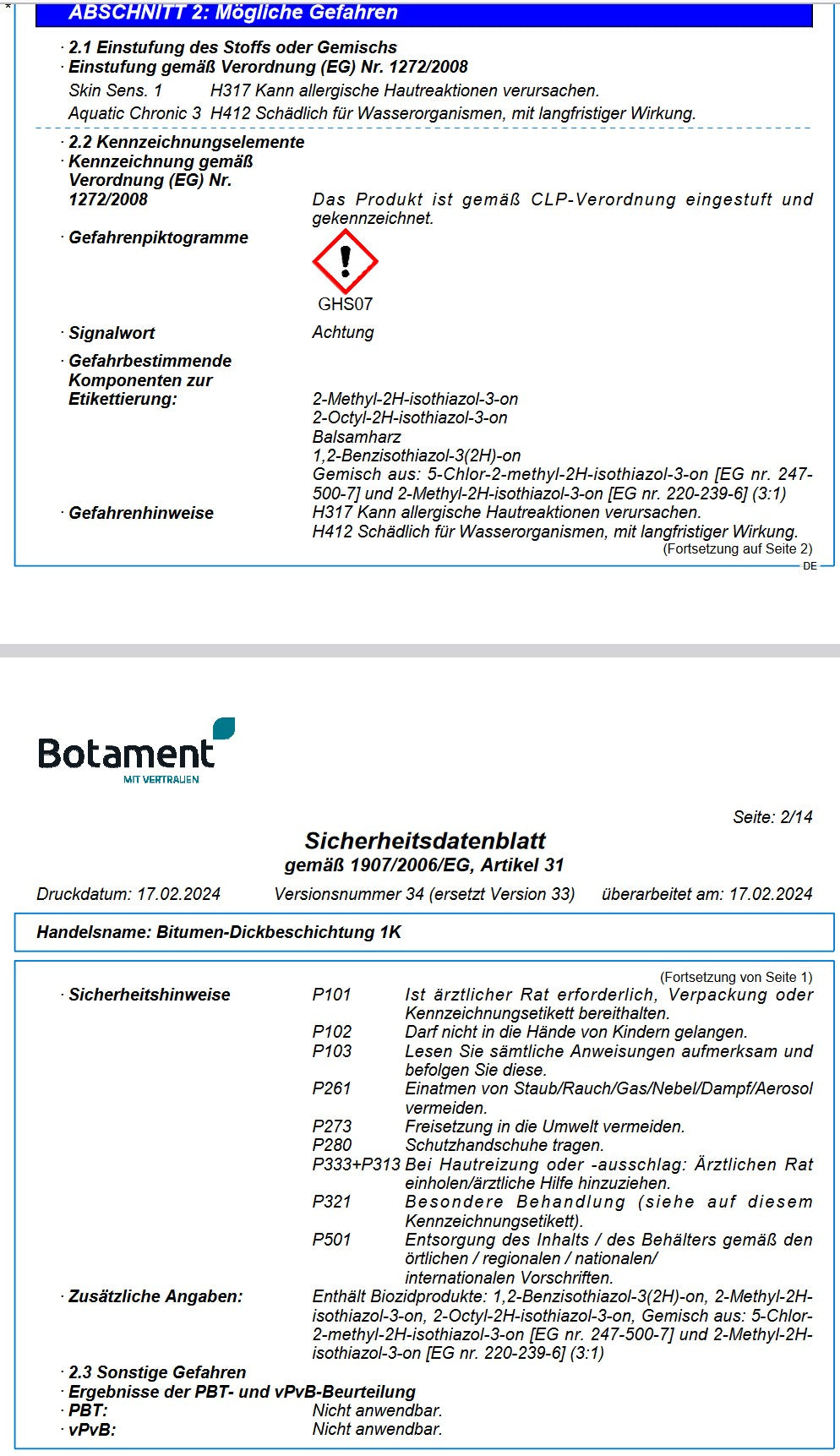 Botament normale Bitumen-Dickbeschichtung 1K - 30 Liter