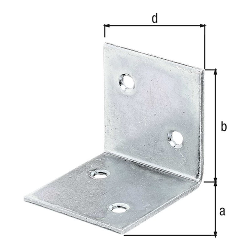 Breitwinkel 40 x 40 x 40 mm sendzimirverzinkt – gleichschenklig, Materialstärke 2,0 mm