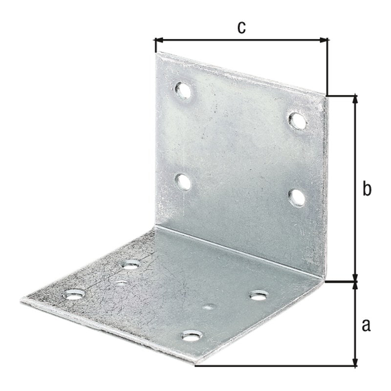Breitwinkel 60 x 60 x 60 mm gelb verzinkt – gleichschenklig, Materialstärke 2,0 mm