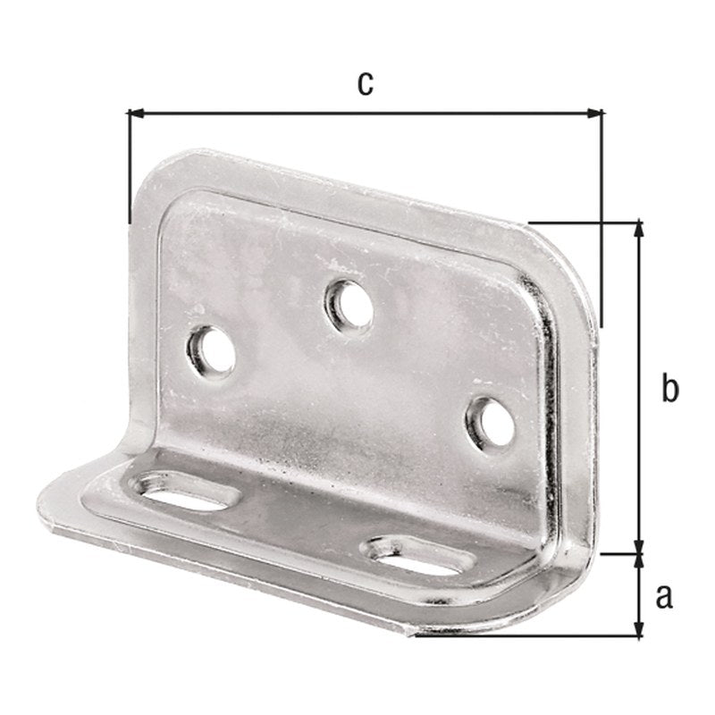 Breitwinkel geprägt 25 x 40 x 70 mm verzinkt – ungleichschenklig, Materialstärke 1,50 mm