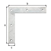 Eckwinkel 120 x 120 x 20 mm sendzimirverzinkt – Materialstärke 1,50 mm, 5 Löcher Ø 4,4 mm