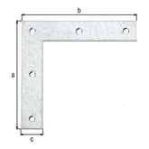 Eckwinkel 160 x 160 x 30 mm sendzimirverzinkt – Materialstärke 3,0 mm, 5 Löcher Ø 6,5 mm