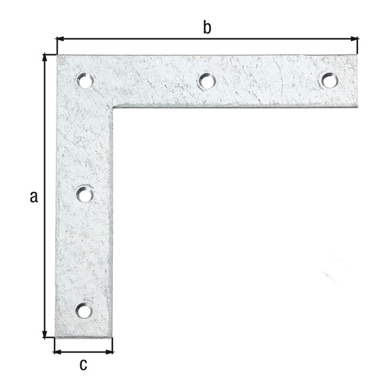 Eckwinkel 160 x 160 x 30 mm sendzimirverzinkt – Materialstärke 3,0 mm, 5 Löcher Ø 6,5 mm