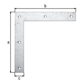 Eckwinkel 200 x 200 x 30 mm sendzimirverzinkt – Materialstärke 3,0 mm, 5 Löcher Ø 6,5 mm