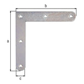 Eckwinkel mit abgerundeten Enden 120 x 120 x 20 mm verzinkt – Materialstärke 2,0 mm, 5 Löcher Ø 4 mm