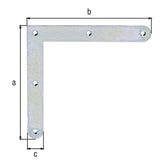Eckwinkel mit abgerundeten Enden 150 x 150 x 20 mm verzinkt – Materialstärke 2,0 mm, 5 Löcher Ø 4 mm