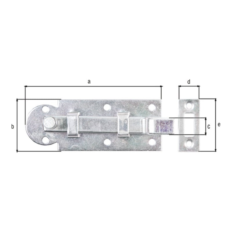 Fensterriegel gekröpft 80 x 30 mm verzinkt – Knopfgriff, mit befestigtem Schließblech