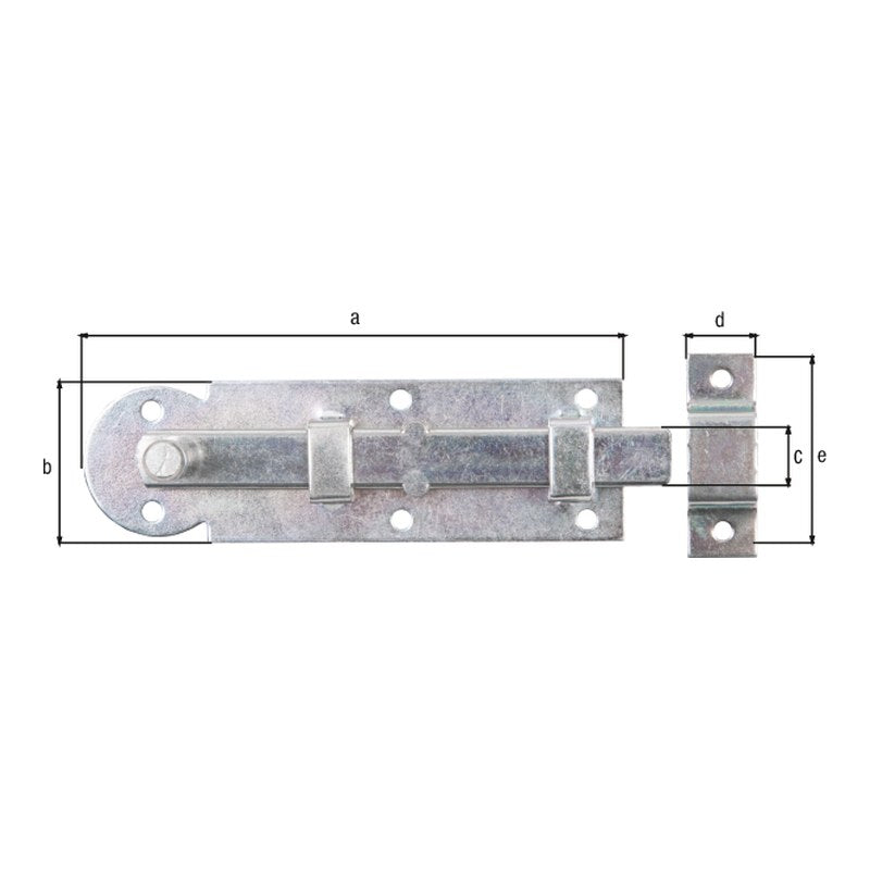Fensterriegel gerade 100 x 30 mm gelb verzinkt – Knopfgriff, mit befestigter Schlaufe