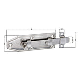 Fensterriegel gerade 100 x 35 mm Edelstahl – Knopfgriff, mit befestigter Schlaufe