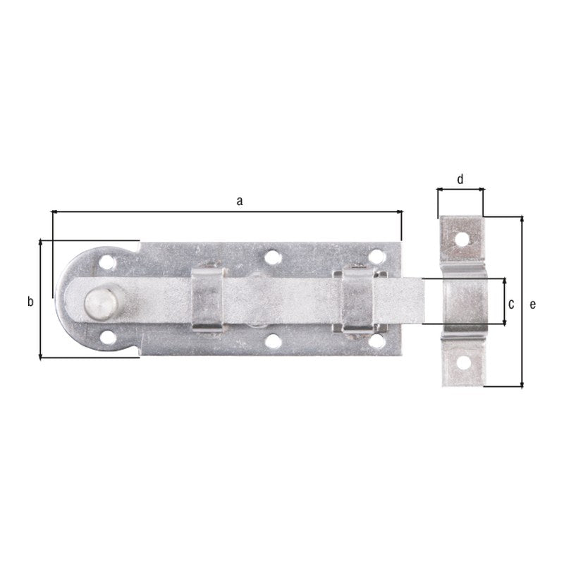 Fensterriegel gerade 80 x 26 mm Edelstahl – Knopfgriff, mit befestigter Schlaufe