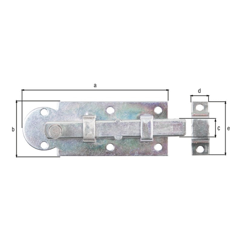 Fensterriegel gerade 80 x 30 mm verzinkt – Knopfgriff, mit befestigter Schlaufe