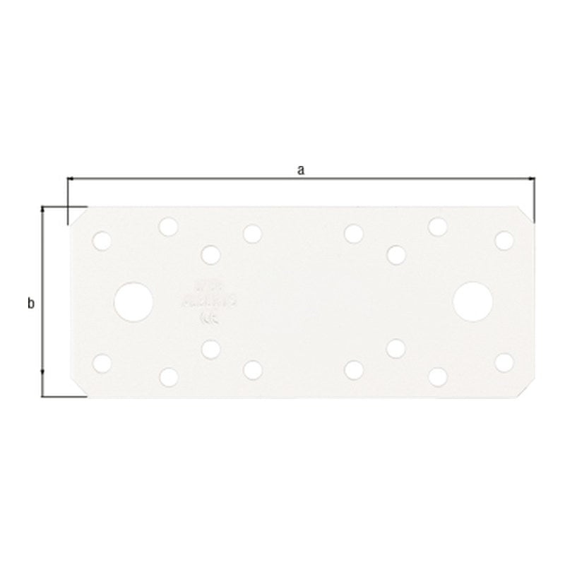 Flachverbinder 133 x 55 mm verzinkt, weiß beschichtet – Stärke 2,50 mm, CE nach EN 14545