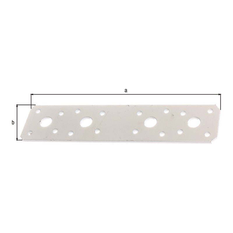 Flachverbinder 180 x 40 mm verzinkt, weiß beschichtet – Stärke 3 mm, CE nach EN 14545