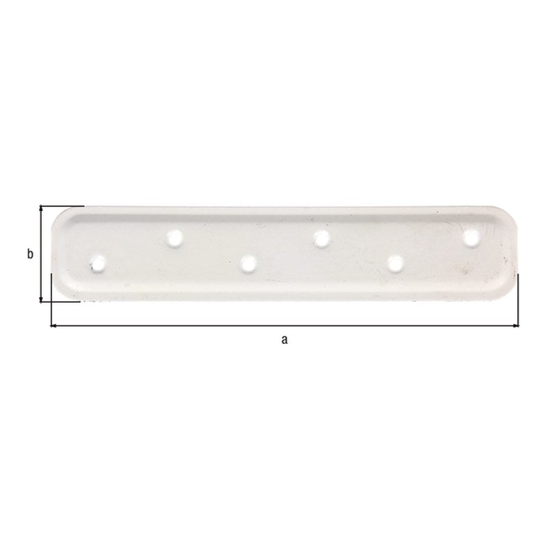 Flachverbinder 180 x 40 mm weiß beschichtet – Stärke 2 mm, geprägt, mit versenkten Schraublöchern