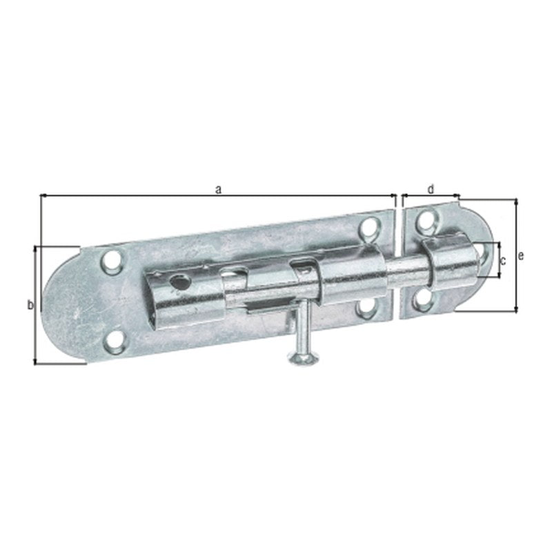 Grendelriegel 100 x 30 mm verzinkt – Bolzen Ø 8 mm, ohne Feder, mit Schlaufe