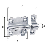 Grendelriegel 39 x 38 mm Edelstahl – Bolzen Ø 8 mm, ohne Feder, mit Schlaufe