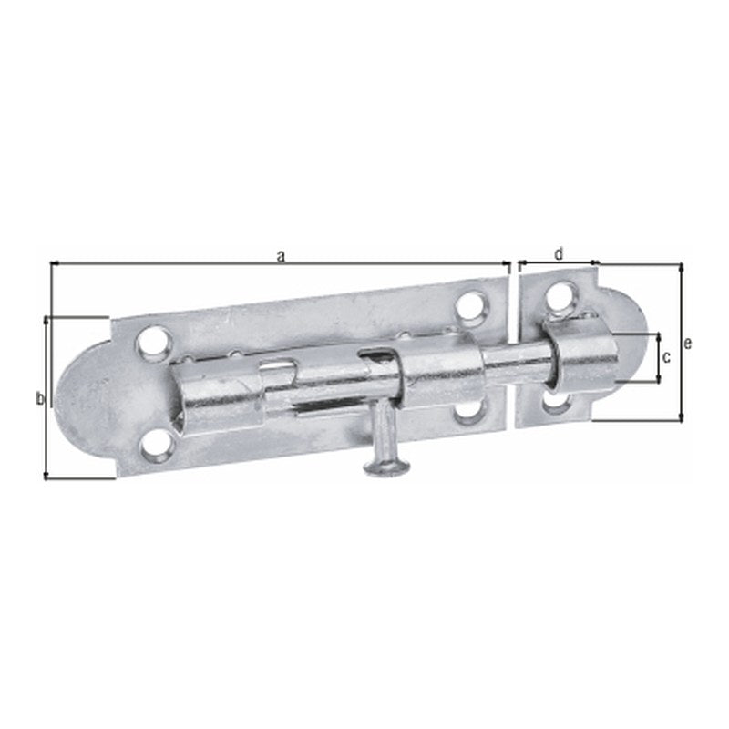 Grendelriegel 75 x 28 mm verzinkt – Bolzen Ø 7 mm, ohne Feder, mit Schlaufe