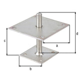I-Pfostenträger höhenverstellbar 30 - 150 mm verzinkt – obere Platte 150 mm, Gewinde M20