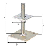 I-Pfostenträger höhenverstellbar 30 - 150 mm verzinkt – obere Platte 70 mm, Gewinde M20
