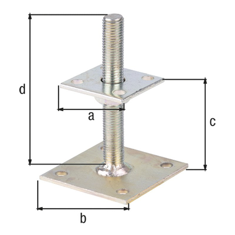 I-Pfostenträger höhenverstellbar 30 - 150 mm verzinkt – obere Platte 70 mm, Gewinde M20