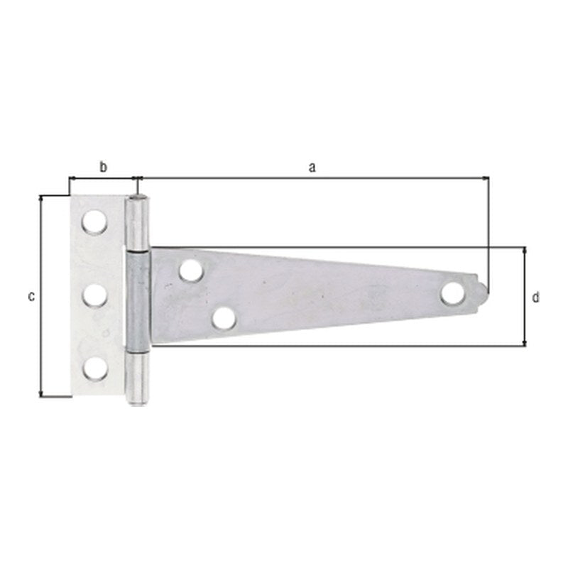 Kistenband 100 mm verzinkt – Scharnier 20 x 60 mm, gerollt, mit vernietetem Stift