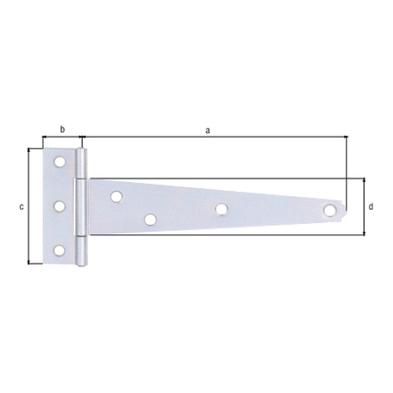 Kistenband 150 mm verzinkt – Scharnier 22,5 x 70 mm, gerollt, mit vernietetem Stift