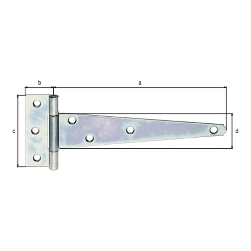 Kistenband 200 mm verzinkt – Scharnier 32 x 90 mm, gerollt, mit vernietetem Stift