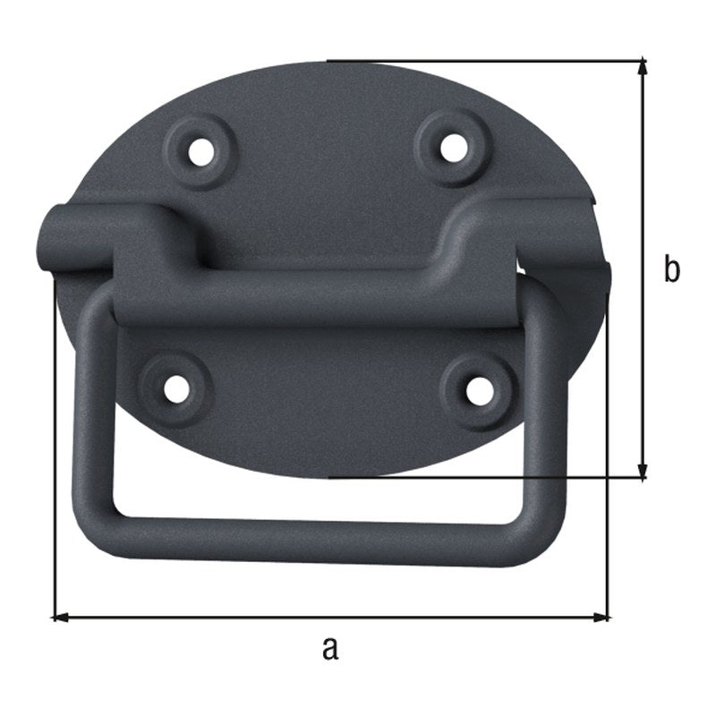 Kistengriff Ovado 110 x 80 x 12 mm verzinkt, graphitgrau – Materialstärke 1,20 mm