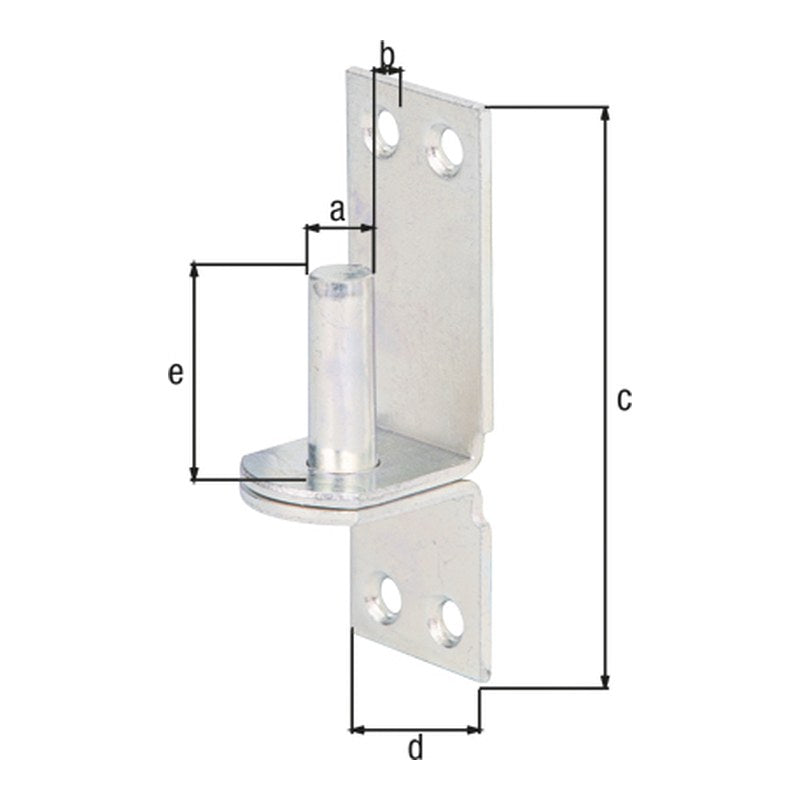 Kloben auf Platte Ø 10 mm verzinkt – Platte 90 x 30 mm, Dornabstand 10 mm