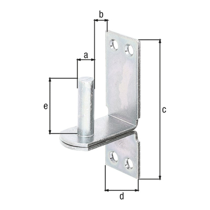 Kloben auf Platte Ø 10 mm verzinkt – Platte 90 x 30 mm, Dornabstand 25 mm