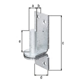 Kloben auf Platte Ø 13 mm feuerverzinkt – Platte 100 x 35 mm, Dornabstand 11 mm
