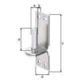 Kloben auf Platte Ø 13 mm verzinkt – Platte 100 x 35 mm, Dornabstand 25 mm