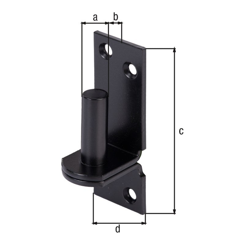 Kloben auf Platte Ø 16 mm verzinkt, schwarz – Platte 115 x 40 mm, Dornabstand 13 mm