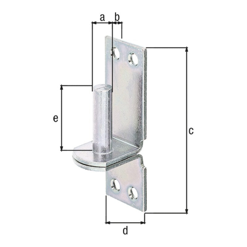 Kloben auf Platte Ø 16 mm verzinkt – Platte 115 x 40 mm, Dornabstand 13 mm