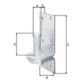 Kloben auf Platte Ø 20 mm feuerverzinkt – Platte 167 x 60 mm, Dornabstand 20 mm