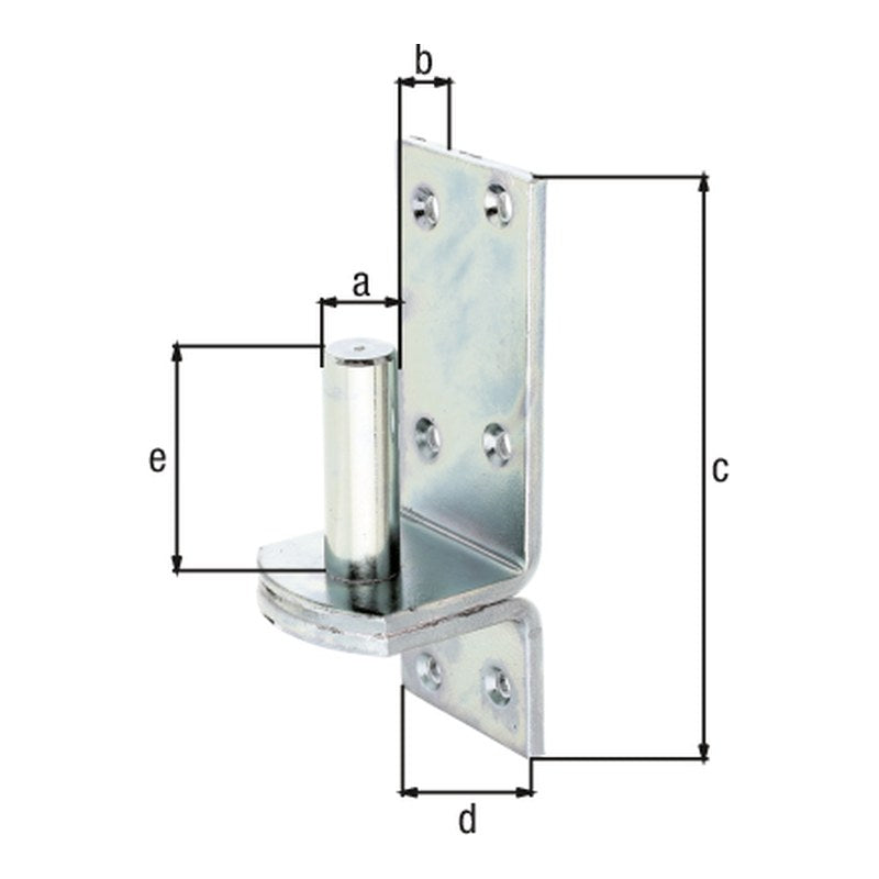 Kloben auf Platte Ø 20 mm verzinkt – Platte 167 x 60 mm, Dornabstand 20 mm