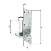 Kloben auf Platte Ø 20 mm verzinkt – Platte 167 x 60 mm, Dornabstand 20 mm