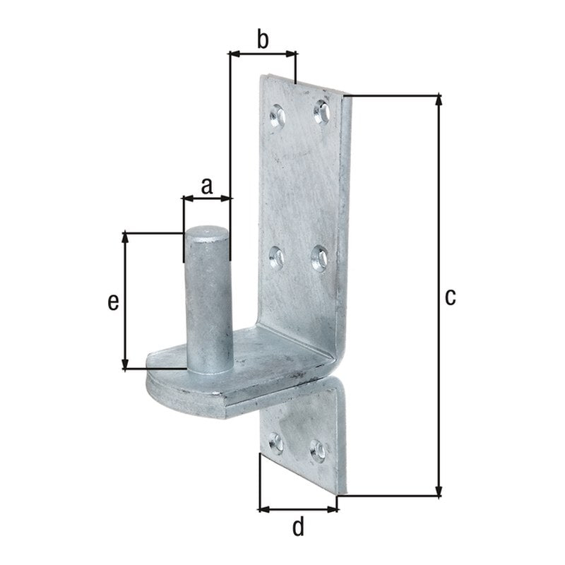 Kloben auf Platte Ø 20 mm feuerverzinkt – Platte 189 x 60 mm, Dornabstand 35 mm