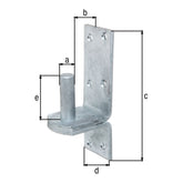 Kloben auf Platte Ø 20 mm feuerverzinkt – Platte 189 x 60 mm, Dornabstand 35 mm