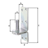 Kloben auf Platte Ø 20 mm verzinkt – Platte 189 x 60 mm, Dornabstand 35 mm