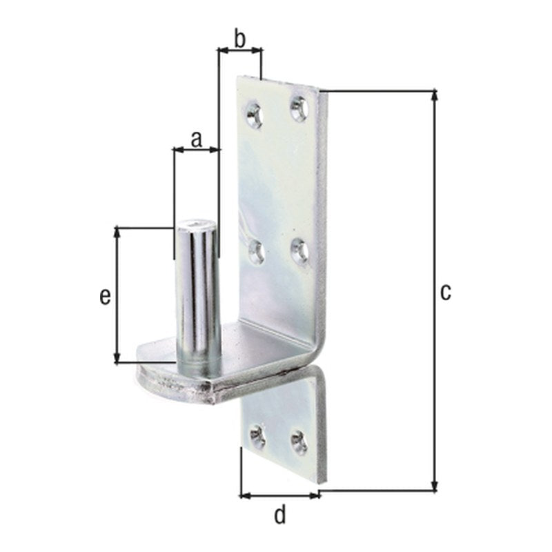 Kloben auf Platte Ø 20 mm verzinkt – Platte 189 x 60 mm, Dornabstand 35 mm