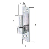 Kloben auf Platte Süddeutsche Form Ø 16 mm verzinkt – Platte 133 x 40 mm, Dornabstand 13 mm
