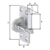 Kloben zum Anschrauben M12 Ø 13 mm gelb verzinkt – Platte 105 x 45 mm, 20 mm verstellbar