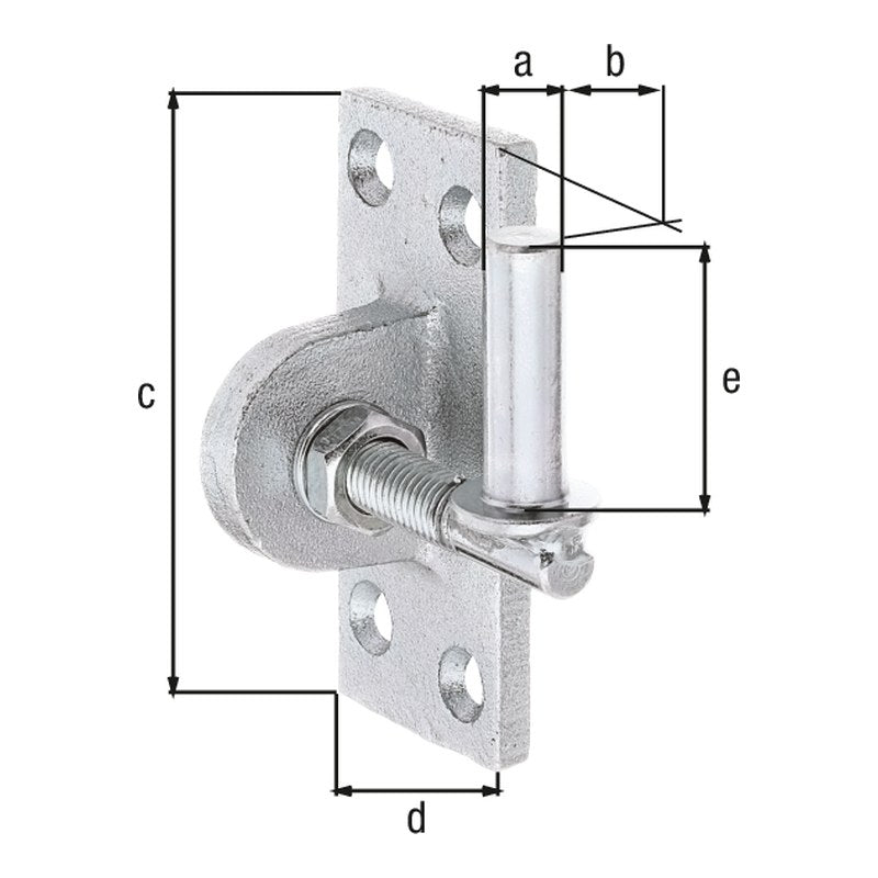 Kloben zum Anschrauben M12 Ø 13 mm gelb verzinkt – Platte 105 x 45 mm, 20 mm verstellbar