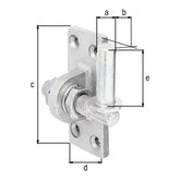 Kloben zum Anschrauben M16 Ø 16 mm gelb verzinkt – Platte 105 x 45 mm, 20 mm verstellbar